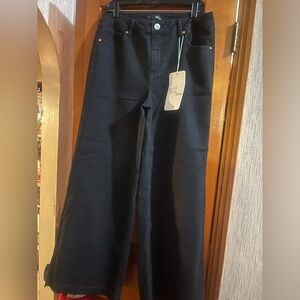1822 Denim Dark Gray High-Rise Slim Wide-Leg Jeans